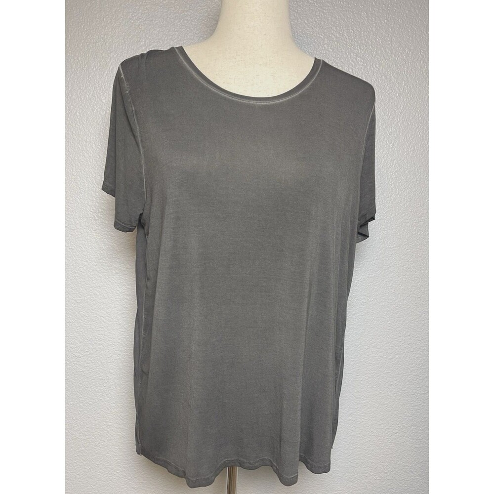 Cable & Gauge NWT flowy black short sleeve womens top sz L mesh back retail $58